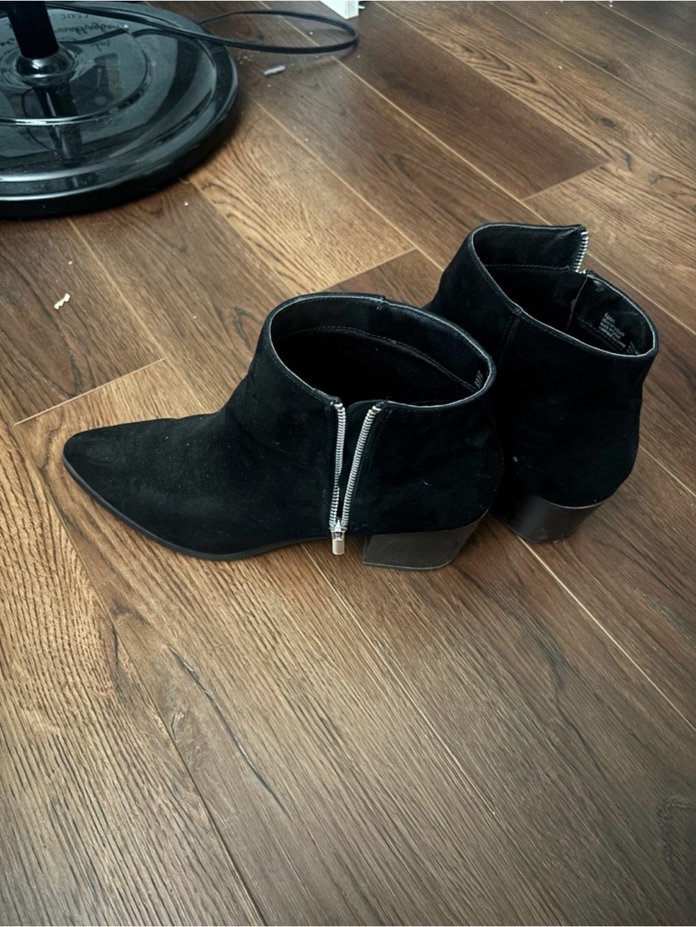 Black Suede Ankle Boots with Side Zipper
